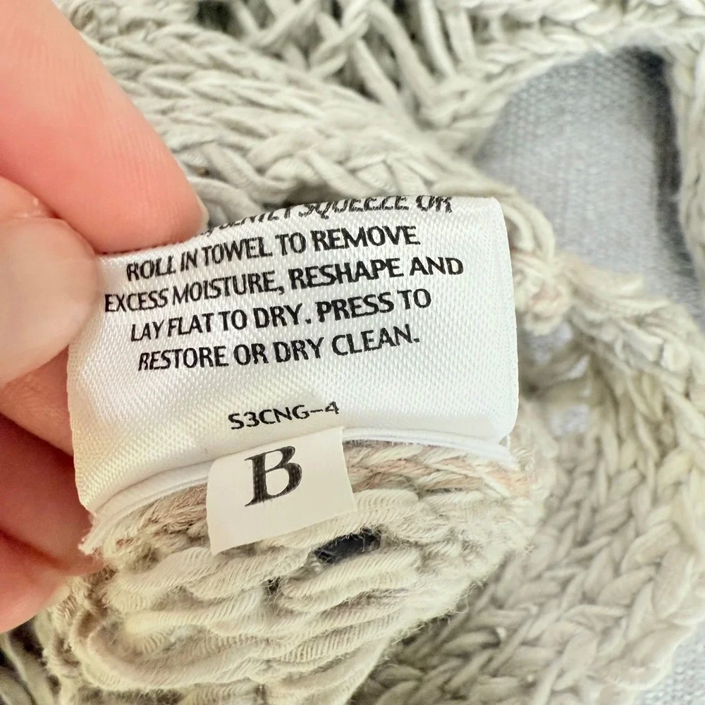 Eileen Fisher Size XS Open Knit Weave Top Cotton Blend Sweater Beach Layering‎